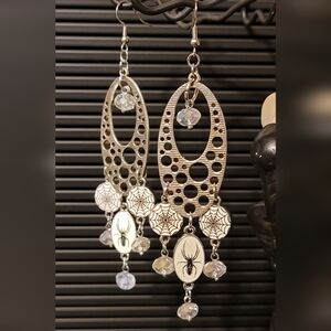 Intricate Silver Spider Earrings